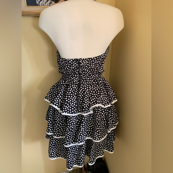Super Cute Retro Black & White 80s Tiered Halter Dress - Picture 2 of 4